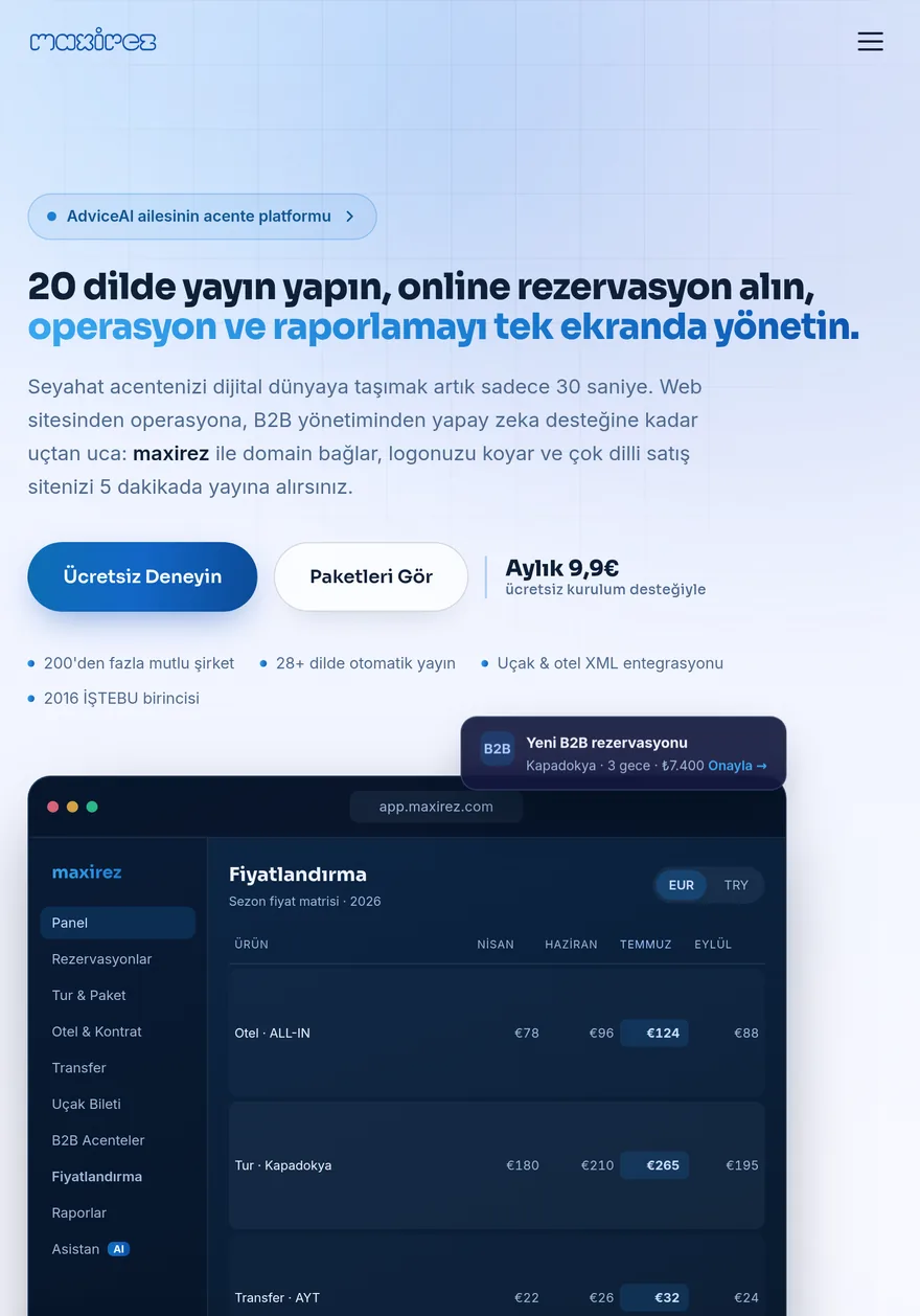 maxirez.com agency platform on a tablet
